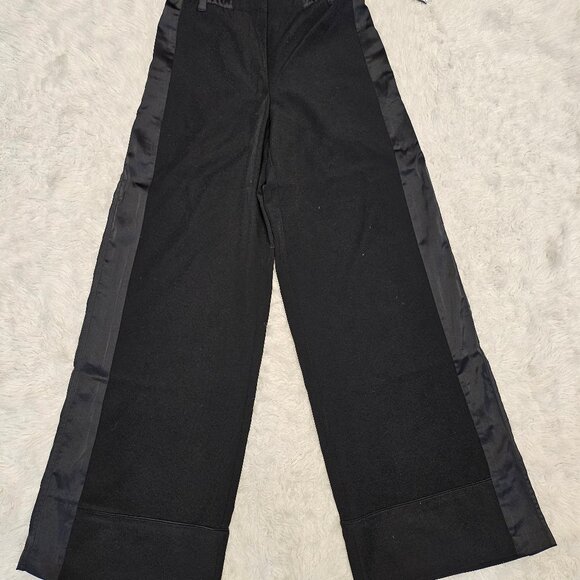 Worthington X Jason Bolden Women's Black Wide Legs Satin Trim Pants Size XS - Picture 2 of 10